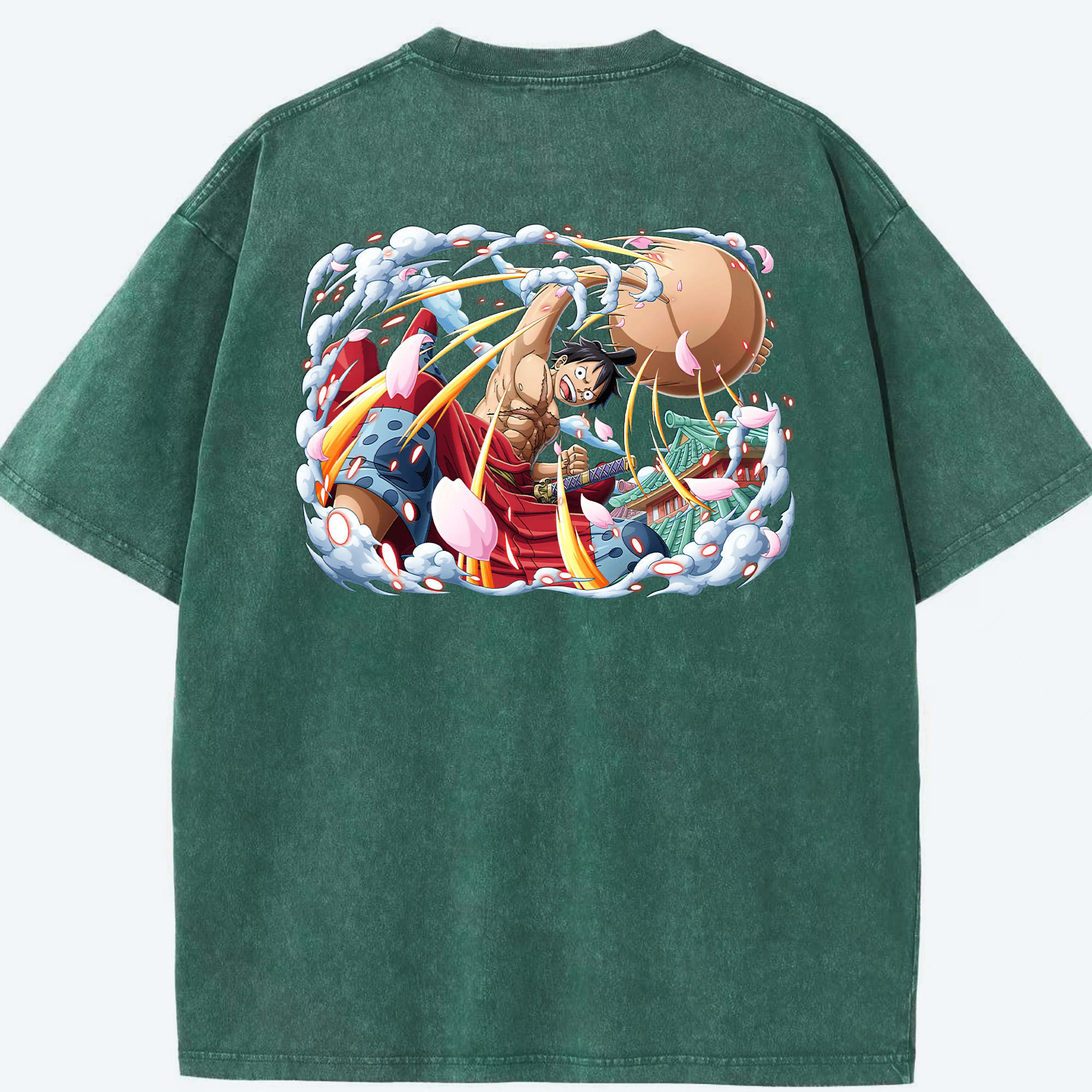 ワンピース モンキー・D・ルフィ ONE PIECE Monkey D. Luffy 綿100% ヴィンテージ風 半袖Tシャツ（背面プリント）